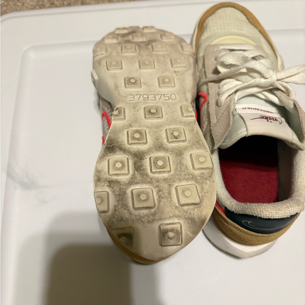 Nike White and Brown Sneakers with Orange Accents